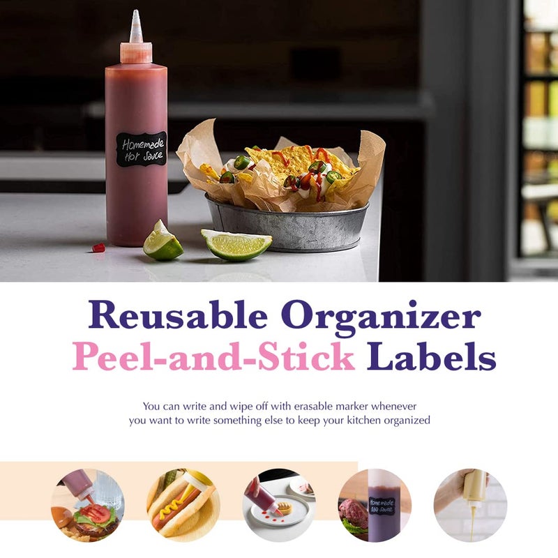 Bellemain 6-Pack Condiment Squeeze Bottles for Sauces - Includes Funnel, Erasable Marker & Reusable Labels, Perfect for Salad Dressings, Liquids, and Ketchup, Durable Plastic 4 oz Bottles - Image 5